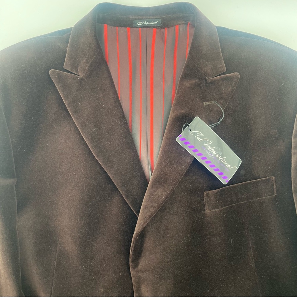 NWT Club International Brown Velvet Blazer Men's Size 44L